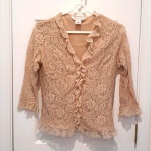 Vintage tan lace blouse